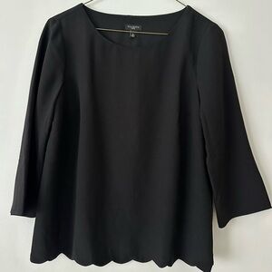Talbots Petites Scallop Hem Crossover Back Blouse SP